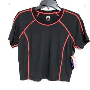 Joy Lab Women’s Black Orange Workout Crooped T-Shirt - NWT